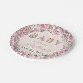 フローラエレガント赤面牡丹in開花ベビーシャワー ペーパープレート (アングル)