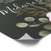 フローラエレガント赤面結婚のハッシュタグ写真サイン ポスター (角)