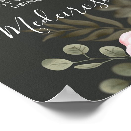 フローラエレガント赤面結婚のハッシュタグ写真サイン ポスター (角)