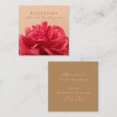 フローラエレガント金ゴールドとピンクフローリスト スクエア名刺 (正面/裏面)