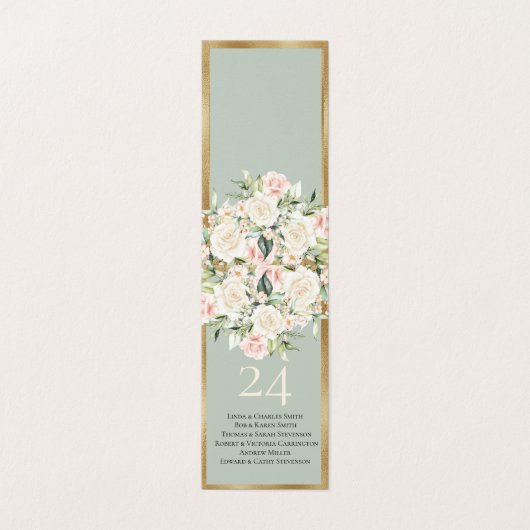 フローラエレガント金ゴールドの緑の名前テーブル番号 (外部フラット)