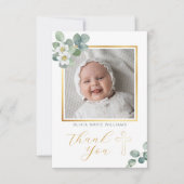 フローラエレガント金ゴールドクロスバプテスマサンキューカード サンキューカード (正面)