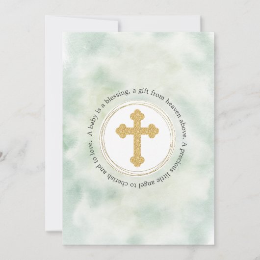 フローラエレガント金ゴールドクロスバプテスマ 招待状 (裏面)