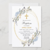 フローラエレガント金ゴールドクロスバプテスマ 招待状 (正面)