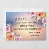 フローラエレガント金ゴールドグリッターは私の花嫁付き添い 招待状 (裏面)