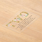 フローラエレガント金ゴールドグリッター2歳2歳の誕生日 アクリル招待状 (レイダウン)