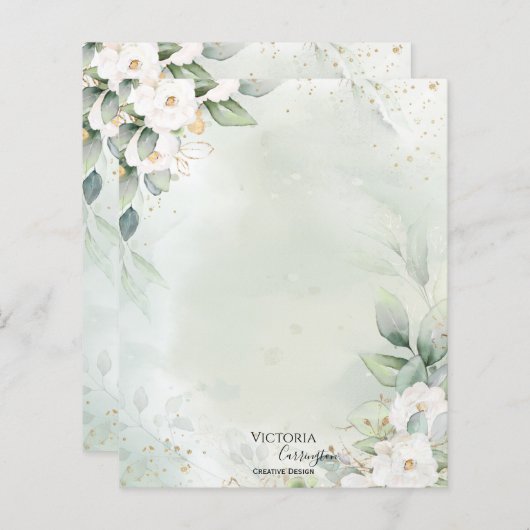 フローラエレガント金ゴールドグリーンプロフェッショナル文房具 (正面/裏面)