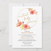 フローラエレガント金ゴールドスクリプトの水彩仮想 招待状 (正面)