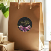 フローラエレガント金ゴールドスクリプトサンキューステッカー ラウンドシール