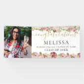 フローラエレガント金ゴールドスクリプトフォト卒業 横断幕 (横)