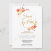 フローラエレガント金ゴールドスクリプト水の色ベビーシャワー 招待状 (正面)