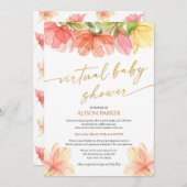 フローラエレガント金ゴールドスクリプト水彩緑 招待状 (正面/裏面)