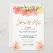 フローラエレガント金ゴールドスクリプト水彩緑 招待状 (正面)