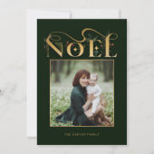 フローラエレガント金ゴールドノエルタイポグラフィ写真 シーズンカード (正面)
