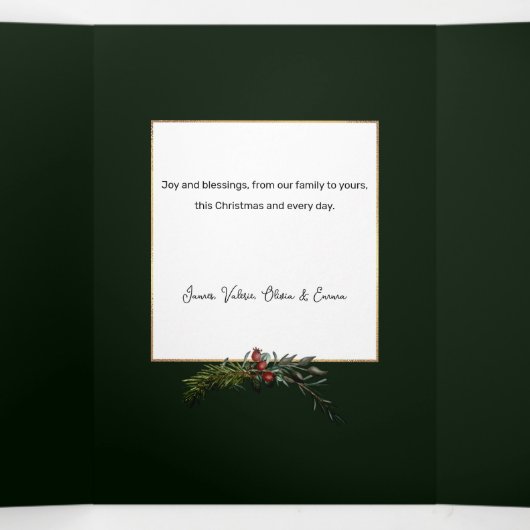 フローラエレガント金ゴールドノエルタイポグラフィ写真 三つ折りカード (内部中)