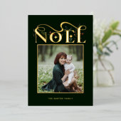 フローラエレガント金ゴールドノエルタイポグラフィ写真 箔シーズンカード (立ち正面)