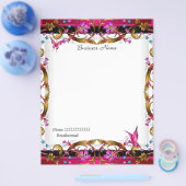 フローラエレガント金ゴールドピンクブラックバタフライ チラシ (シングル)