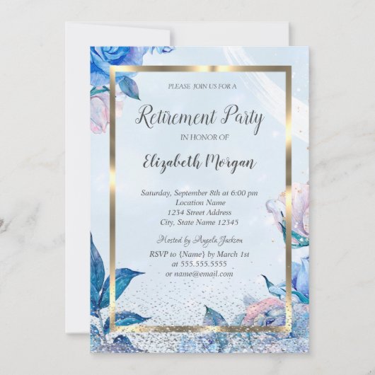 フローラエレガント金ゴールドフレーム廃棄パーティー 招待状 (正面)