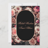 フローラエレガント金ゴールドブラックイスラム結婚教徒 招待状 (裏面)