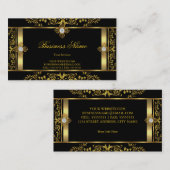 フローラエレガント金ゴールドブラック名刺 名刺 (正面/裏面)