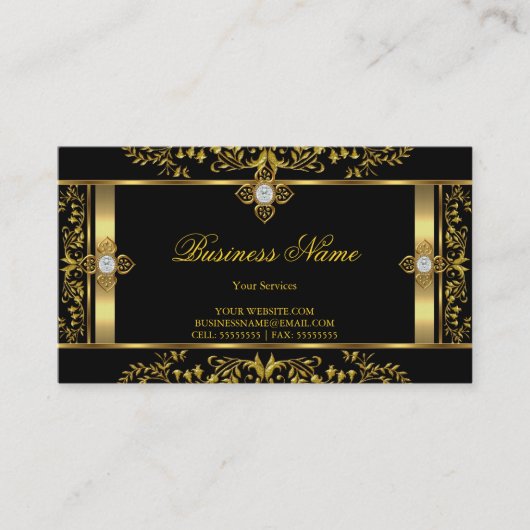 フローラエレガント金ゴールドブラック名刺 名刺 (正面)