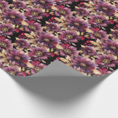 フローラエレガント金ゴールドブルゴーニュパープルブラック ラッピングペーパー (角)