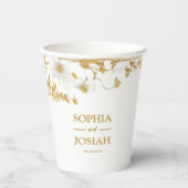 フローラエレガント金ゴールドホワイトチノイスリー結婚ズ 紙コップ (正面)