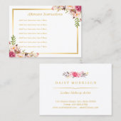 フローラエレガント金ゴールドラッシュサロンアフターケアカード 名刺 (正面/裏面)