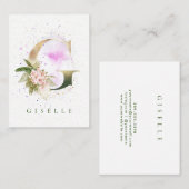 フローラエレガント金ゴールドレターピンク水色スプラッシュ 名刺 (正面/裏面)