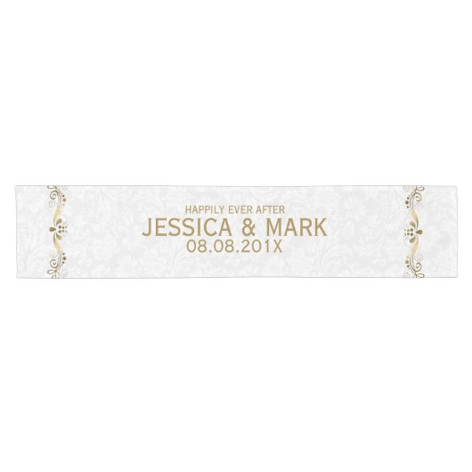 フローラエレガント金ゴールドレース(ホワイトダマスク付) 2 ショートテーブルランナー (横)