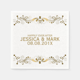 フローラエレガント金ゴールドレース（ホワイトダマスク付） 2 スタンダードカクテルナプキン