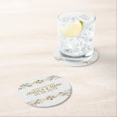 フローラエレガント金ゴールドレース（ホワイトダマスク付） 2 ラウンドペーパーコースター (インサイチュ)