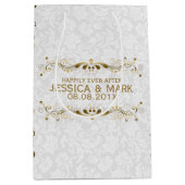 フローラエレガント金ゴールドレース（ホワイトダマスク2a） ミディアムペーパーバッグ (正面)