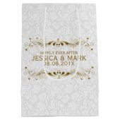 フローラエレガント金ゴールドレース（ホワイトダマスク2a） ミディアムペーパーバッグ (裏面)