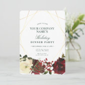 フローラエレガント金ゴールド企業のホリデーパーティー招待状 招待状 (スタンド正面)