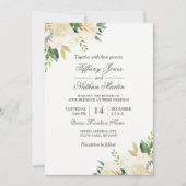 フローラエレガント金ゴールド水色結婚式招待状 招待状 (正面)