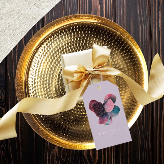 フローラエレガント金ゴールド紫紫紫紫紫陽花結婚の ギフトタグ