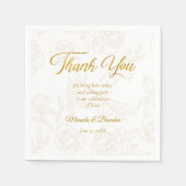 フローラエレガント金ゴールド結婚式 スタンダードカクテルナプキン (正面)