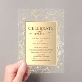フローラエレガント金ゴールド結婚披露宴 アクリル招待状 (インサイチュ (ポータブル))