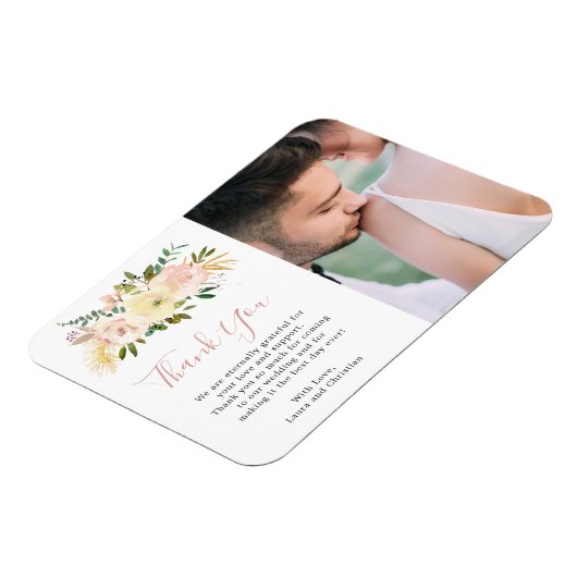 フローラエレガント金ゴールド赤面ピンクフォト結婚式の引き出物 マグネット (左側)