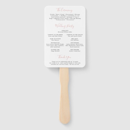 フローラエレガント金ゴールド赤面ピンク結婚式 プログラム ハンドファン (裏面)