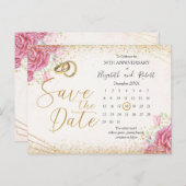 フローラエレガント金ゴールド50周年保存日付 案内ポストカード (正面/裏面)