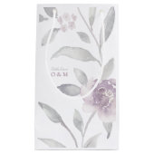 フローラエレガント銀Chinoiserieのモノグラ結婚ム スモールペーパーバッグ (正面)