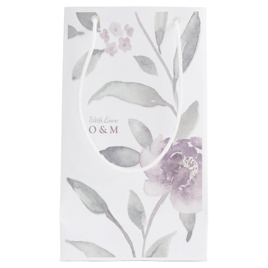 フローラエレガント銀Chinoiserieのモノグラ結婚ム スモールペーパーバッグ (正面)