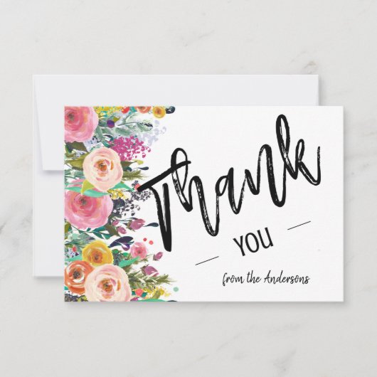 フローラエレガント開花ブーケフラットサンキューカード サンキューカード (正面)