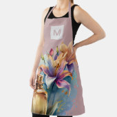 フローラエレガント香水ボトルほこりっぽいバラキッチン エプロン (インサイチュ)