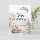フローラエレガント鹿の水色メリークリスマス シーズンカード (スタンド正面)