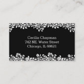 フローラエレガント黒スタイリッシュパーソナライズされたゴシック 名刺 (裏面)