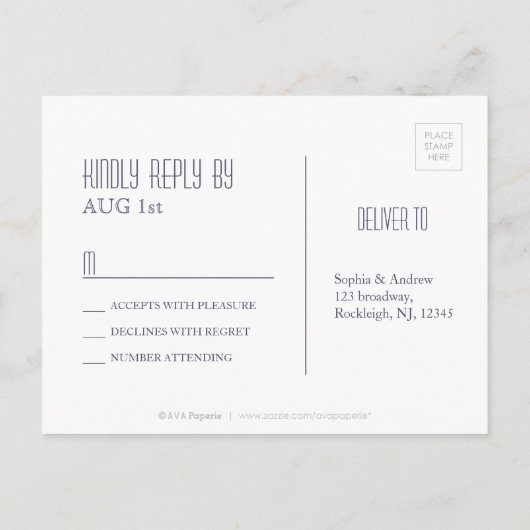 フローラエレガント黒板素朴な結婚式RSVP インビテーションポストカード (裏面)