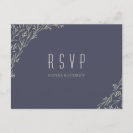 フローラエレガント黒板素朴な結婚式RSVP インビテーションポストカード